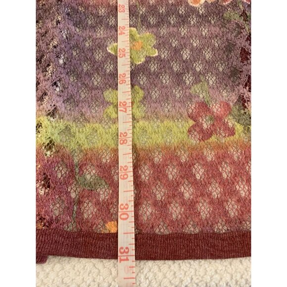 Open Knit Cardigan Women’s Medium Short Sleeve Coverup With Hood Floral Crochet - Picture 7 of 8